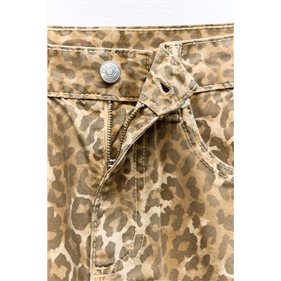 JEANS TRF WIDE LEG TIRO MEDIO ESTAMPADO ANIMAL