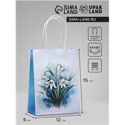 Пакет подарочный крафтовый "Самой нежной" 15 х 12 х 6 см, 120  г/м²