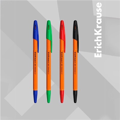 Набор ручек шариковых 4 цвета R-301 Orange Stick, узел 0.7 мм, чернила: синие, чёрные, красные, зелёные, длина линии письма 2000 метров, европодвес