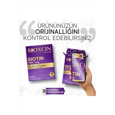 Bioxcin Biotin 5.000 мкг 30 таблеток - биотин + цинк 15 мг витамин для волос и ногтей