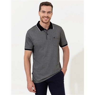 Черный обычный посадка Polo Yaka Pocket T -For -