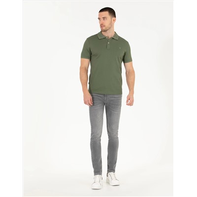 Хаки Slim Fit Polo Yaka Mercerized T -For