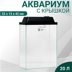 Аквариум Прямоугольный "Колонна Ширма" 20 литров, 32 х 15 х 42 см, чёрный