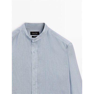 Camisa lino cuello mao regular fit