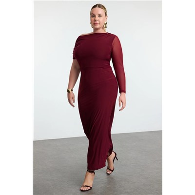 Burgundy Sandy вязание платье большого размера TBBAW25AH00073