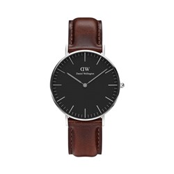 Reloj de cuarzo de piel Classic Bristol - Marrón y plateado