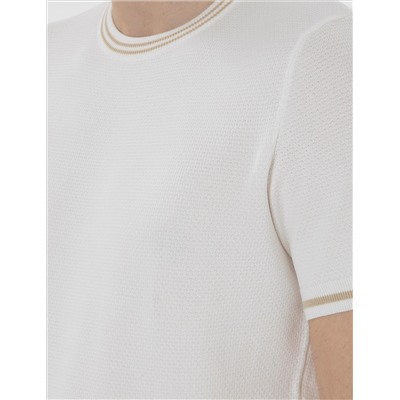 Ekru Slim Fit Bike Yaka Triko T -For