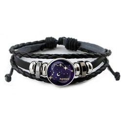 BSK-0322 Кожаный браслет Знаки Зодиака - Водолей
