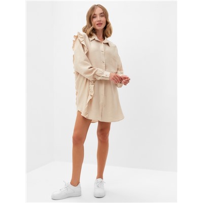Костюм женский (блузка, шорты) MINAKU: Casual Collection цвет бежевый , р-р 46