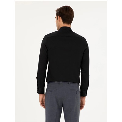 Black Slim Fit рубашка с длинным рукавом Amelor