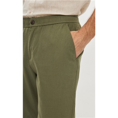 Брюки льняные мужские F211-0871 оливковые
