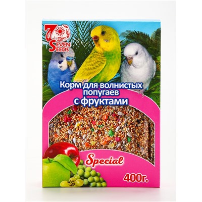 Корм Seven Seeds Special для волнистых попугаев, с фруктами, 400 г