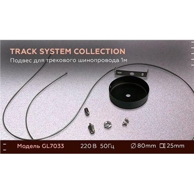 Нарушена упаковка!   Комплект подвесной для однофазного трека 1м. Ambrella light Track System  BK GL7033