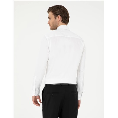 Белый бывший Slim Fit Основная рубашка с длинным рукавом