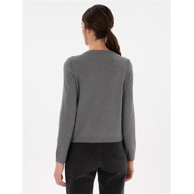Серый меландж Slim Fit Triko Cardigan