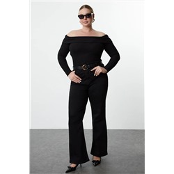 Black Foam Knitting Блузя большого размера TBBAW25AF00030