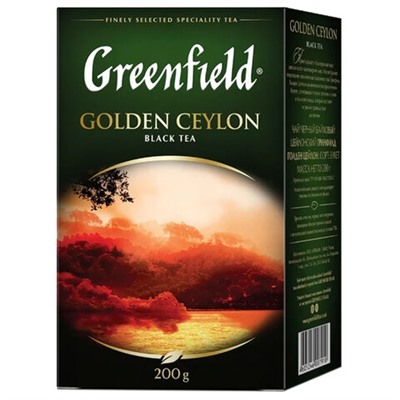 Чай листовой GREENFIELD "Golden Ceylon" черный цейлонский крупнолистовой 200 г, 0791-10