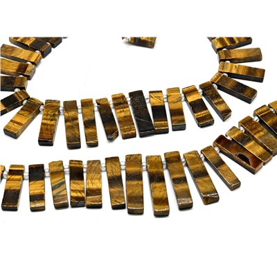 Бусины из тигрового глаза пластинки 10*35мм, 40см, 32 бусины