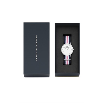 Reloj de cuarzo de poliéster Classic Southampton - Azul marino y plateado