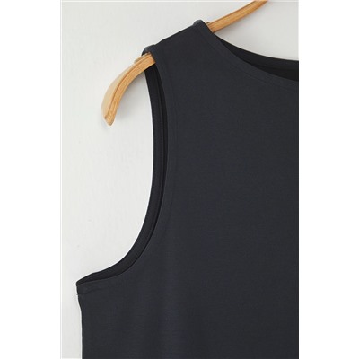 Anthracit Draped Комфортное модальное неожиданное вязание платье большого размера tbbss25ah00138