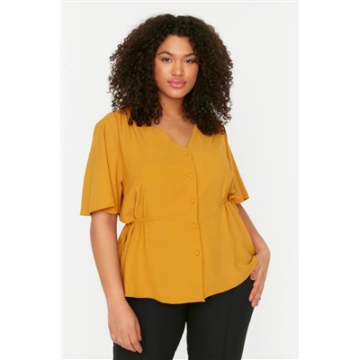 Плетение горчицы v -neck -sInding blouse tbbss22bz0753