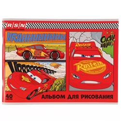 Альбом для рисования А4, 40 листов, на скрепке «Тачки»