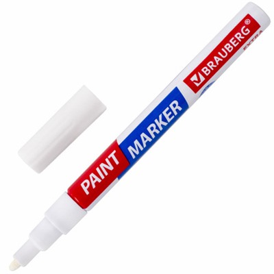 Маркер-краска лаковый Brauberg (Брауберг) EXTRA (paint marker) 2 мм, белый, усиленная нитро-основа
