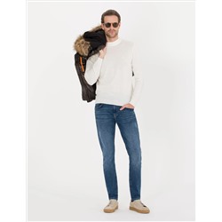 Ecru Slim Fit Bato Yaka Yaka Wool Смешанный базовый вязаный свитер.