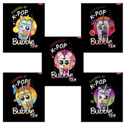 Тетрадь А5, 48 л., HATBER скоба, клетка, глянцевая ламинация, "Bubble tea" (микс в спайке), 48Т5лВ1