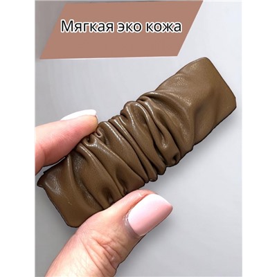 Заколка для волос "Тик-так" кожаная ТК12 тип 2