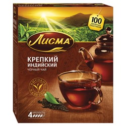 Чай ЛИСМА "Крепкий" черный индийский, 100 пакетиков по 2 г, 201943