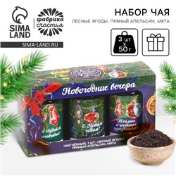 Набор чая «Новогодние вечера», вкусы: лесные ягоды, пряный апельсин, мята, 150 г (3 шт. x 50 г).