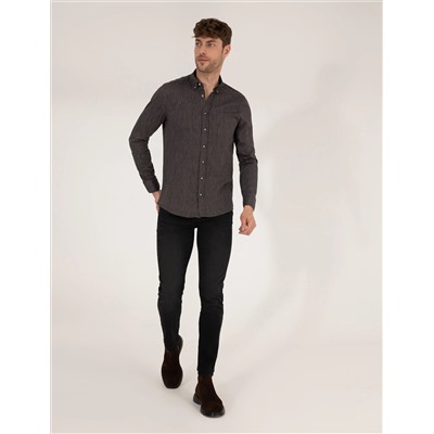 Black Slim Fit рубашка с длинным рукавом