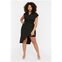 Черное тканое платье Shirred TBBSS22AH0247