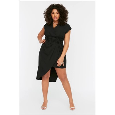 Черное тканое платье Shirred TBBSS22AH0247