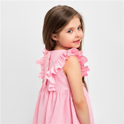 Платье детское с рюшей KAFTAN «Муслин», размер 32 (110-116 см), розовое
