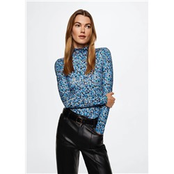 Camiseta estampada cuello alto -  Mujer | MANGO OUTLET España