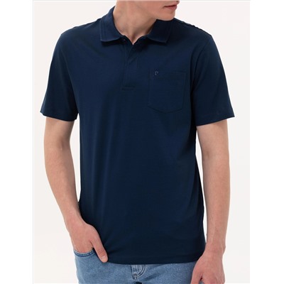 Темно -синий обычный поход Polo Yaka Mercerized T -For