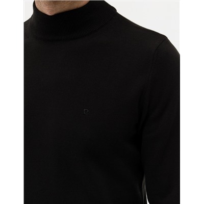 Black Slim Fit Half Fisherman воротник базовый вязаный свитер