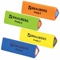 Ластик BRAUBERG "Fruity S", 44х15х15 мм, цвет ассорти, треугольный, 228713