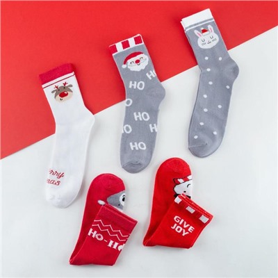 Набор новогодних женских носков KAFTAN "Merry Xmas" размер 36-40 (23-25 см), 5 пар