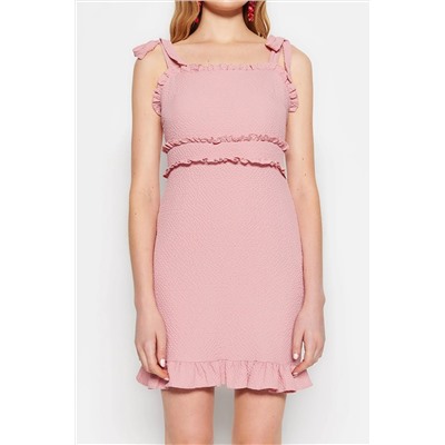 Мини-платье с рюшами Dusty Rose TWOSS23EL00914