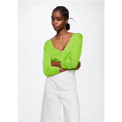 Jersey punto cuello pico -  Mujer | MANGO OUTLET España