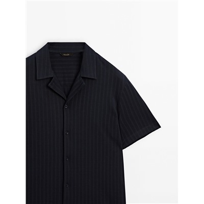 Camisa punto estructura jacquard manga corta