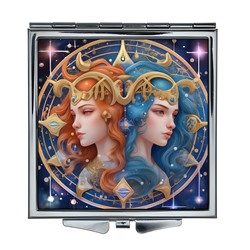 ZER2-0740 Складное зеркало квадратное Знак Зодиака Близнецы