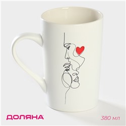 Кружка Доляна «Чувства», 380 мл, фарфор, белая
