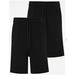Boys Black Jersey School Shorts 2 Pack