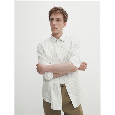 Camisa rayas 100% lino regular fit