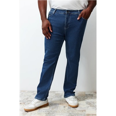 Navy Blue Slim Fit Гибкая ткань Большой размер джинсы джинсы tmnss24cj00000
