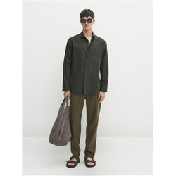 Camisa rayas sarga algodón slim fit